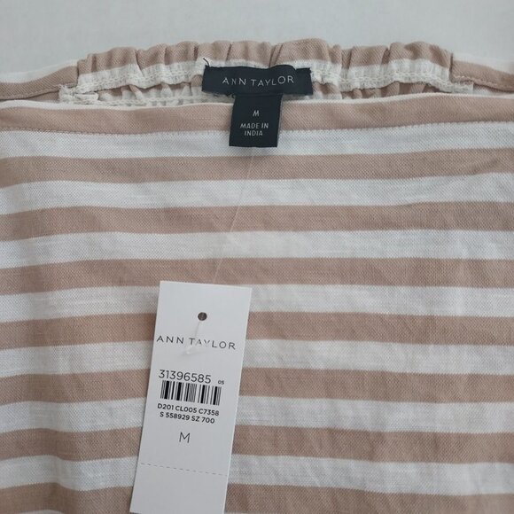 Ann Taylor White and Tan Striped Off the Shoulder Top NWT - Picture 8 of 8